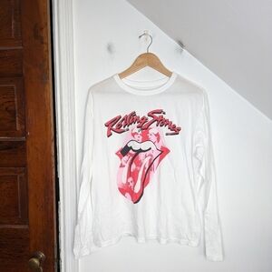 DAYDREAMER Rolling Stones Lick Long Sleeve Graphic Band Crew Tee NEW Size M